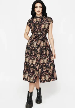 Pixie Floral Print Midi Shirt Dress