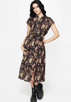 Pixie Floral Print Midi Shirt Dress