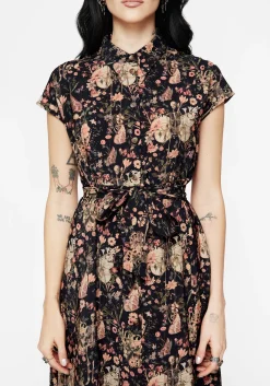 Pixie Floral Print Midi Shirt Dress