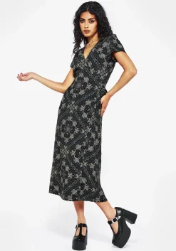 Poem Moth Printed Wrap Midi Dress