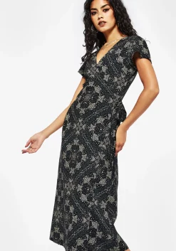 Poem Moth Printed Wrap Midi Dress
