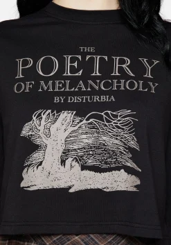 Poetry of Melancholy Graphic Print Long Sleeve Crop Top
