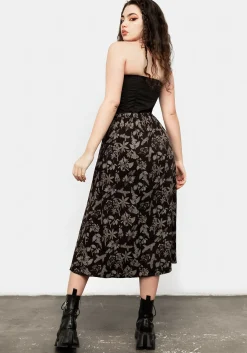Poisonous Plant Split Midi Skirt