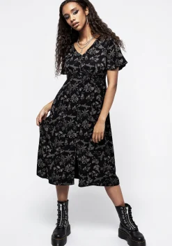 Poisonous Plants Short Sleeve Midi Dress