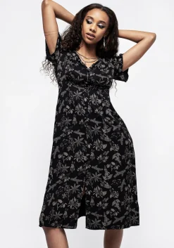 Poisonous Plants Short Sleeve Midi Dress