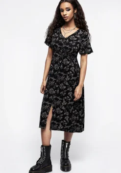 Poisonous Plants Short Sleeve Midi Dress