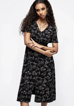 Poisonous Plants Short Sleeve Midi Dress