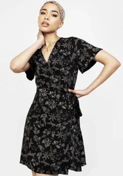 Poisonous Plants Wrap Mini Dress