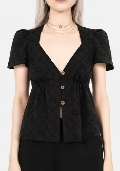 Polgara Floral Jacquard Peplum Top