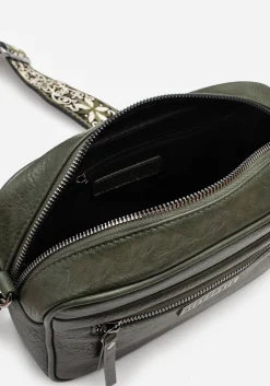 Portent Debossed Zip Front Crossbody Bag