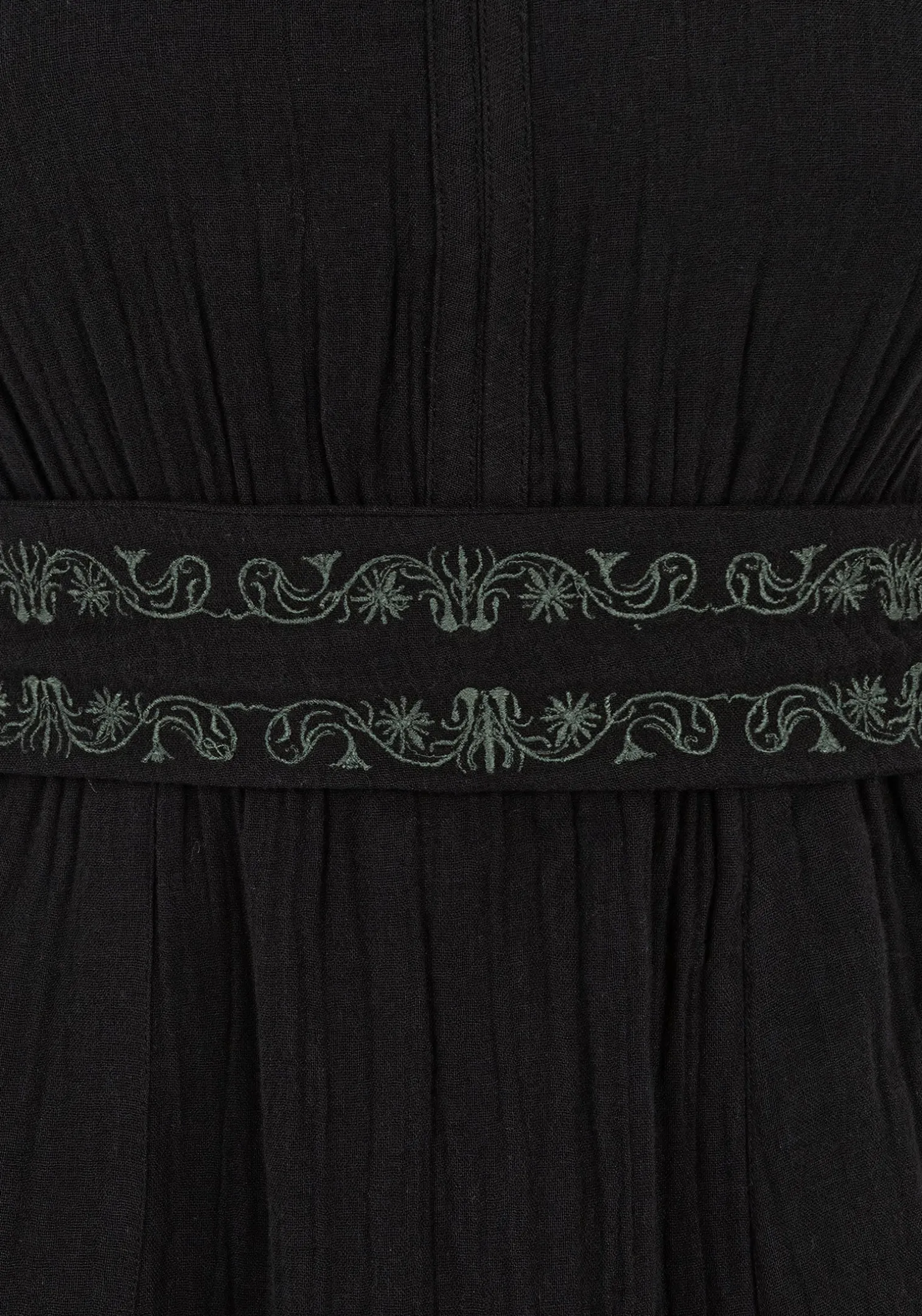 Poultice Embroidered Cotton Midi Dress - Black