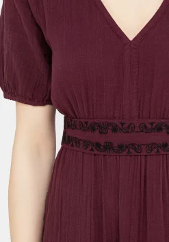 Poultice Embroidered Cotton Midi Dress
