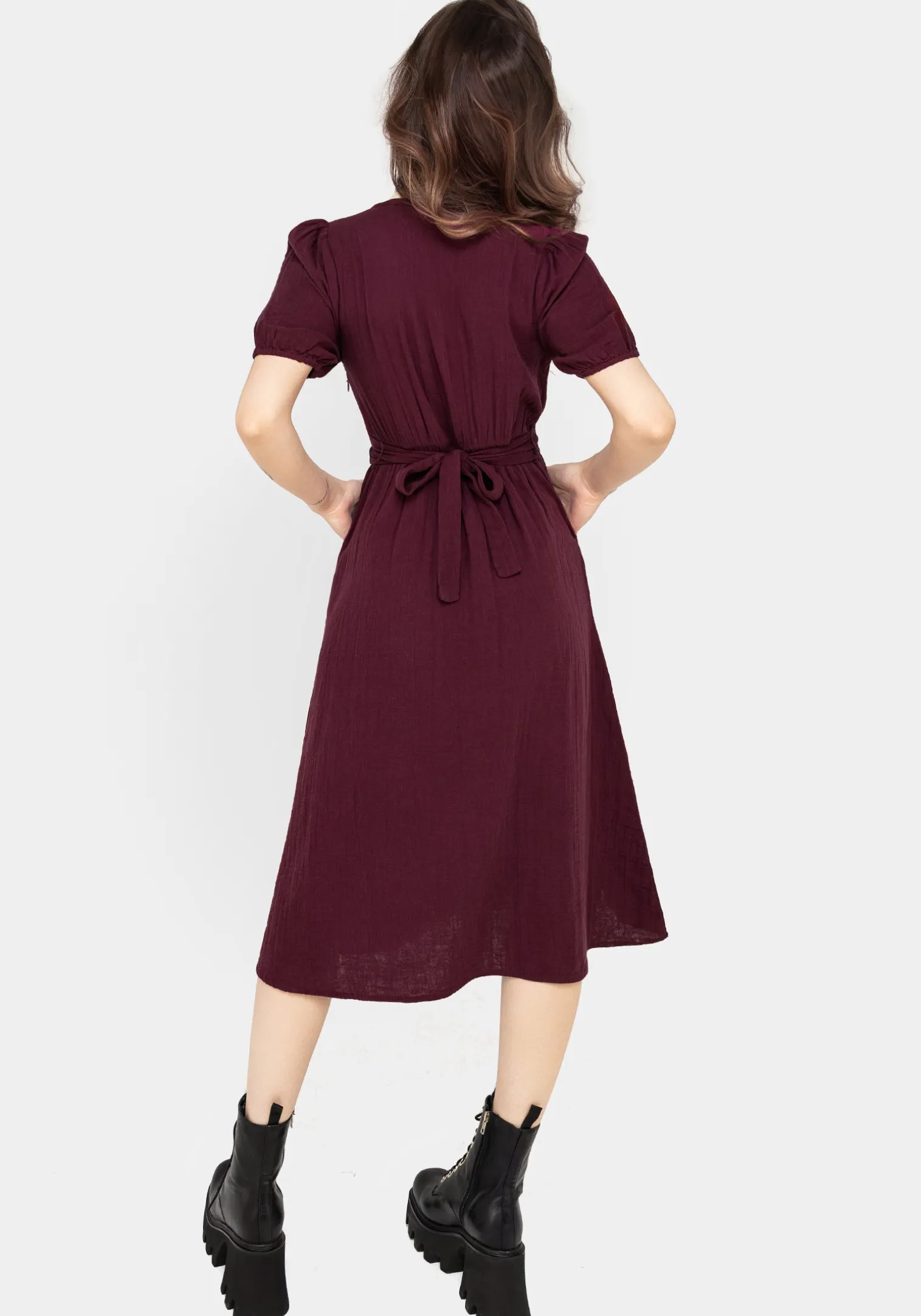Poultice Embroidered Cotton Midi Dress