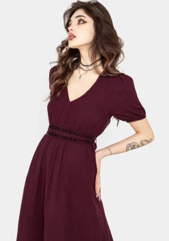 Poultice Embroidered Cotton Midi Dress