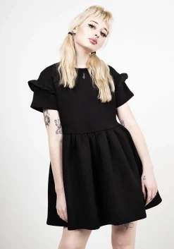 Power Frill Sleeve Skater Dress