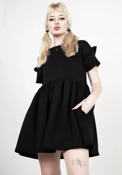 Power Frill Sleeve Skater Dress