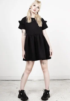 Power Frill Sleeve Skater Dress