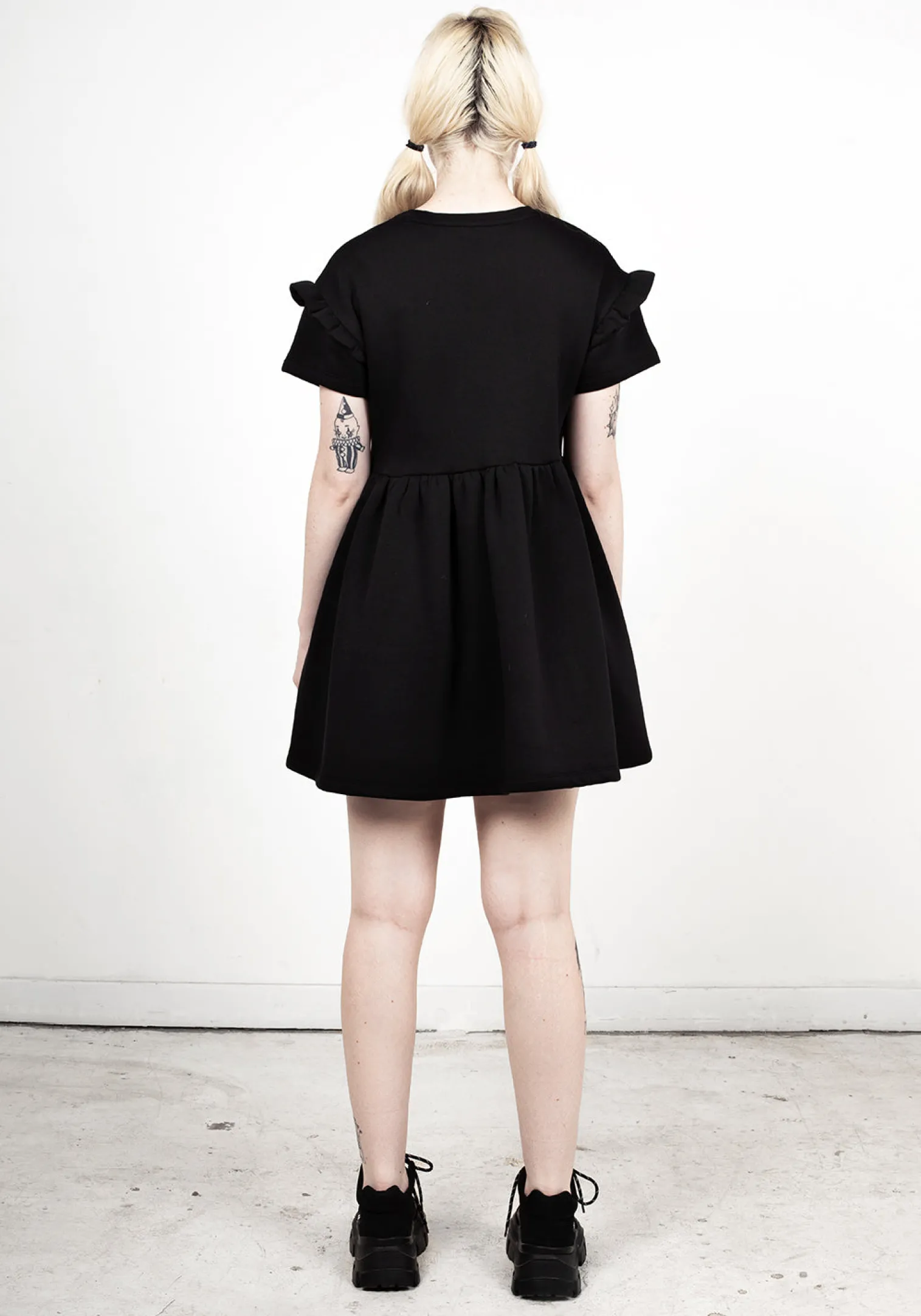 Power Frill Sleeve Skater Dress