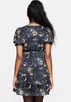 Primrose Floral Chiffon Puff Sleeve Layered Mini Dress
