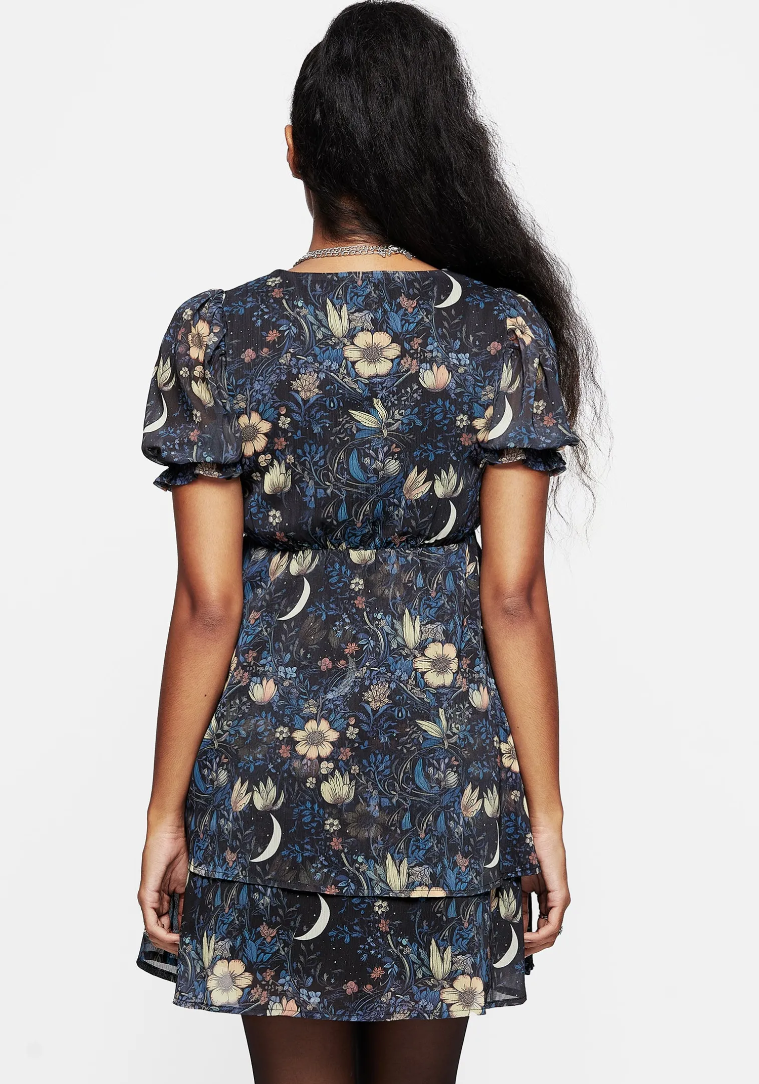 Primrose Floral Chiffon Puff Sleeve Layered Mini Dress