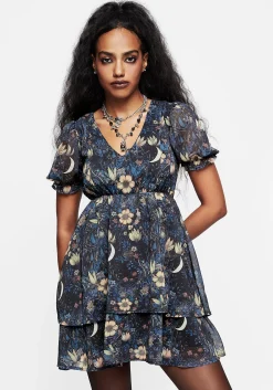 Primrose Floral Chiffon Puff Sleeve Layered Mini Dress
