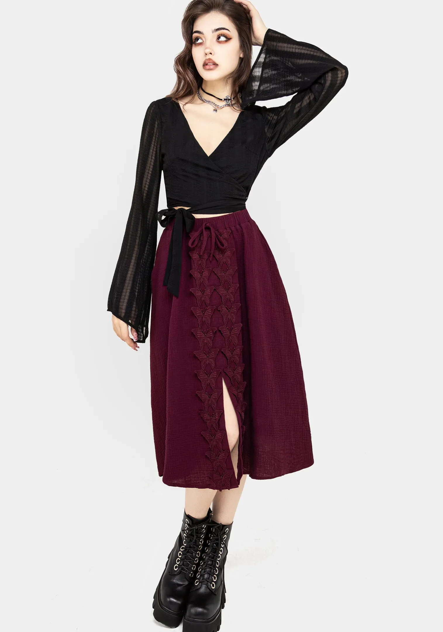 Psyche Textured Midi Skirt