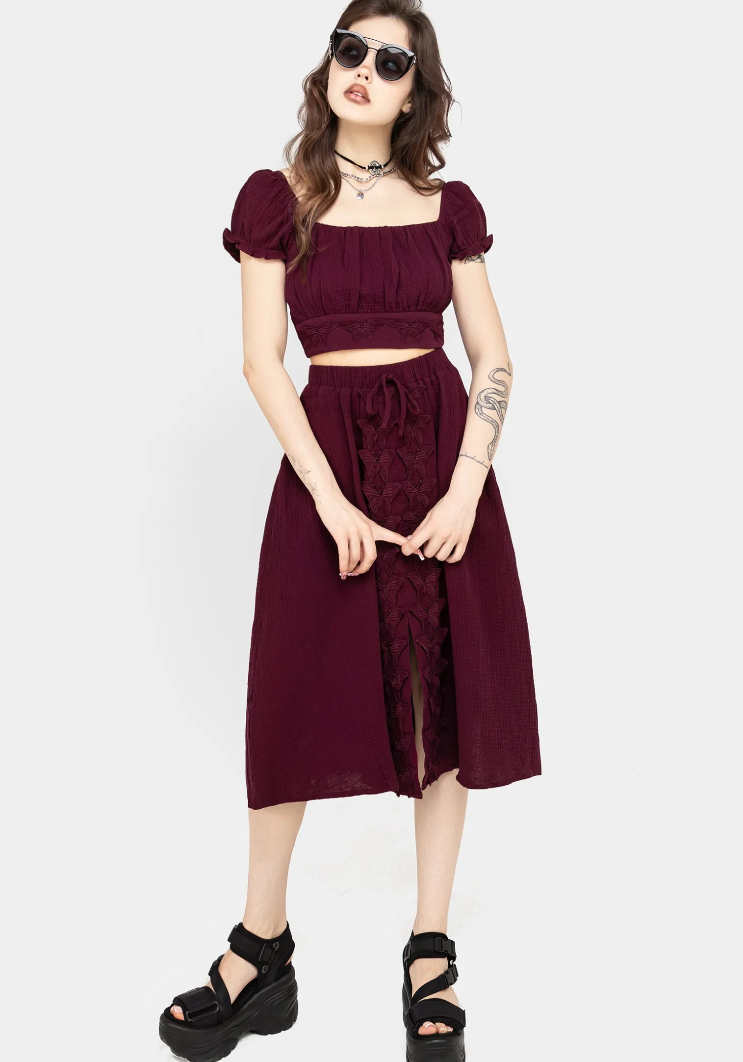 Psyche Textured Midi Skirt