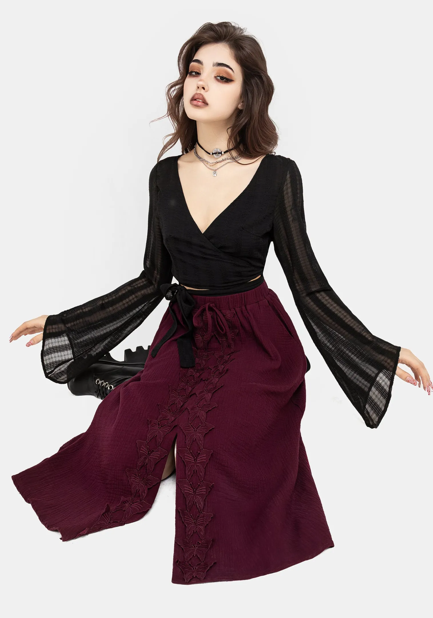 Psyche Textured Midi Skirt