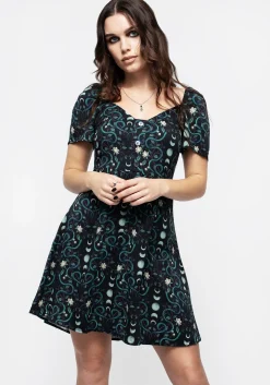 Pythia Print Button Front Mini Dress