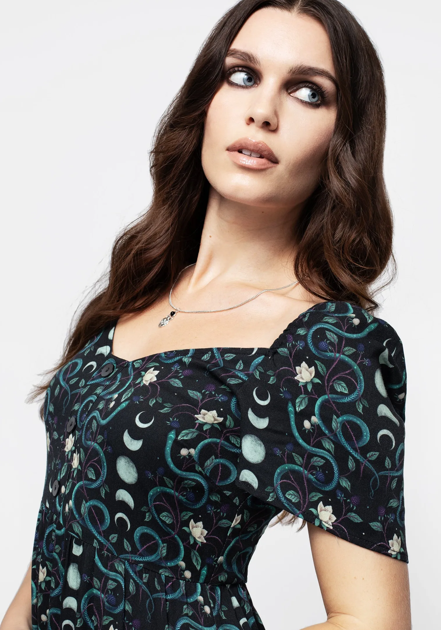 Pythia Print Button Front Mini Dress