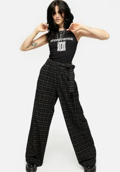 Ransom Tie Waist Check Trousers