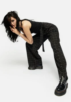 Ransom Tie Waist Check Trousers