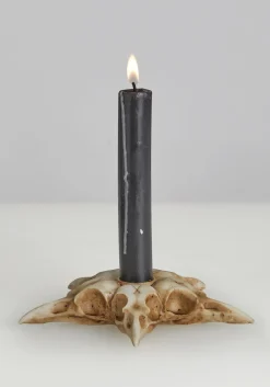 Raven Skull Candle Holder