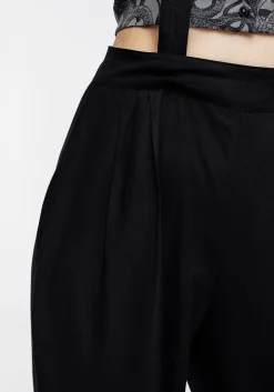 Realm Wide Leg Suspender Trouser - Midnight Black