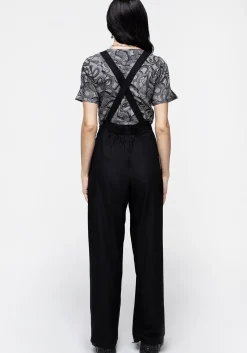 Realm Wide Leg Suspender Trouser - Midnight Black