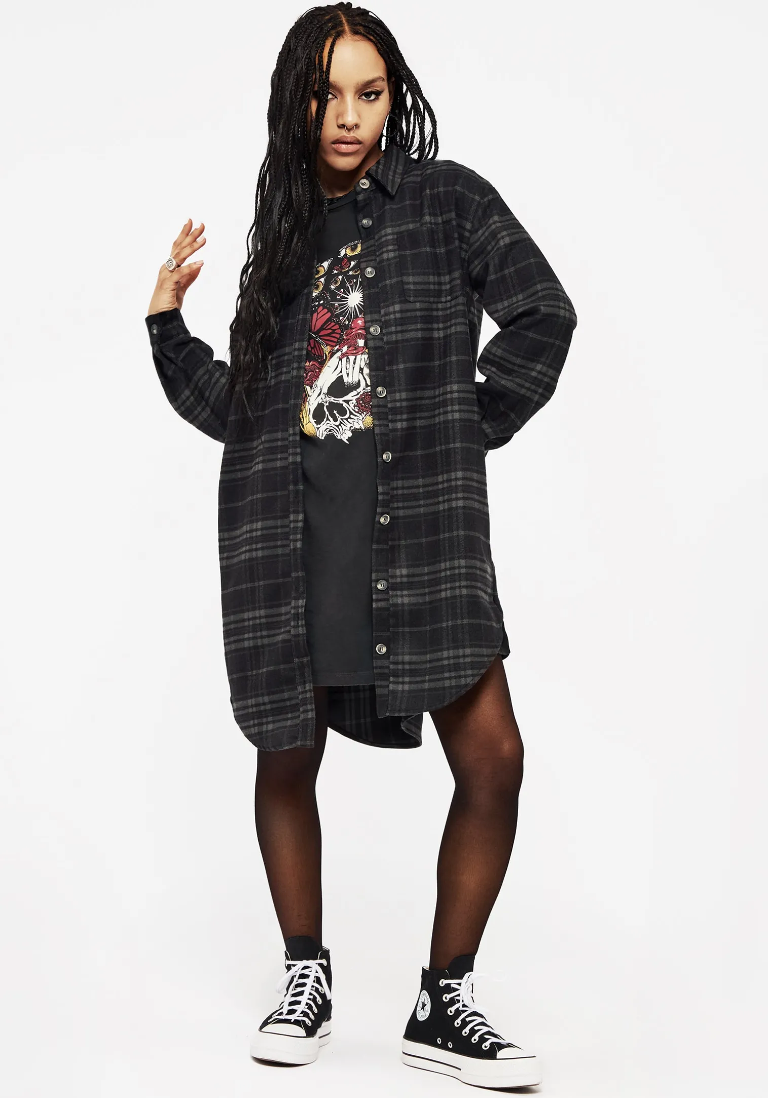 Reckless Check Longline Shirt