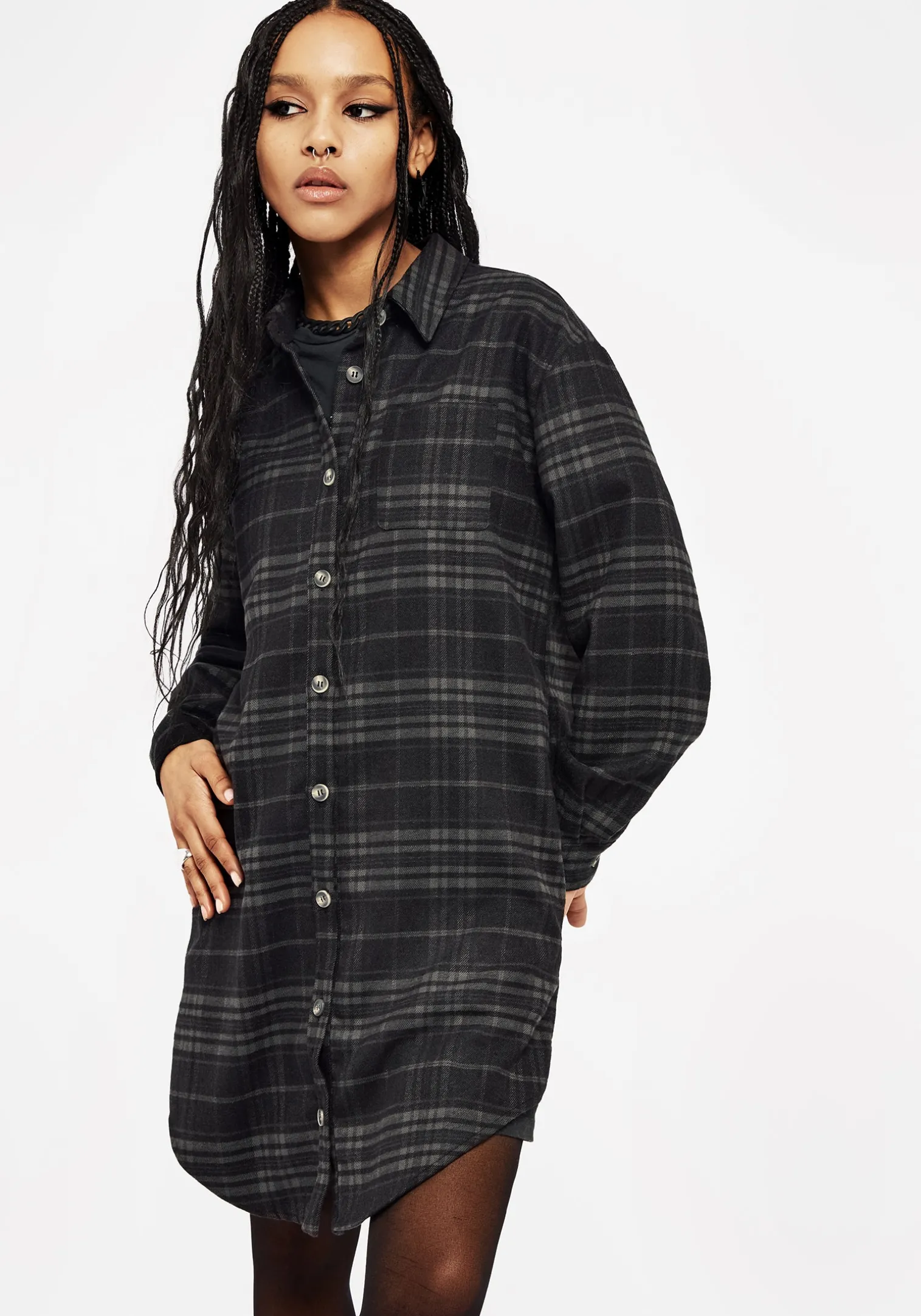 Reckless Check Longline Shirt