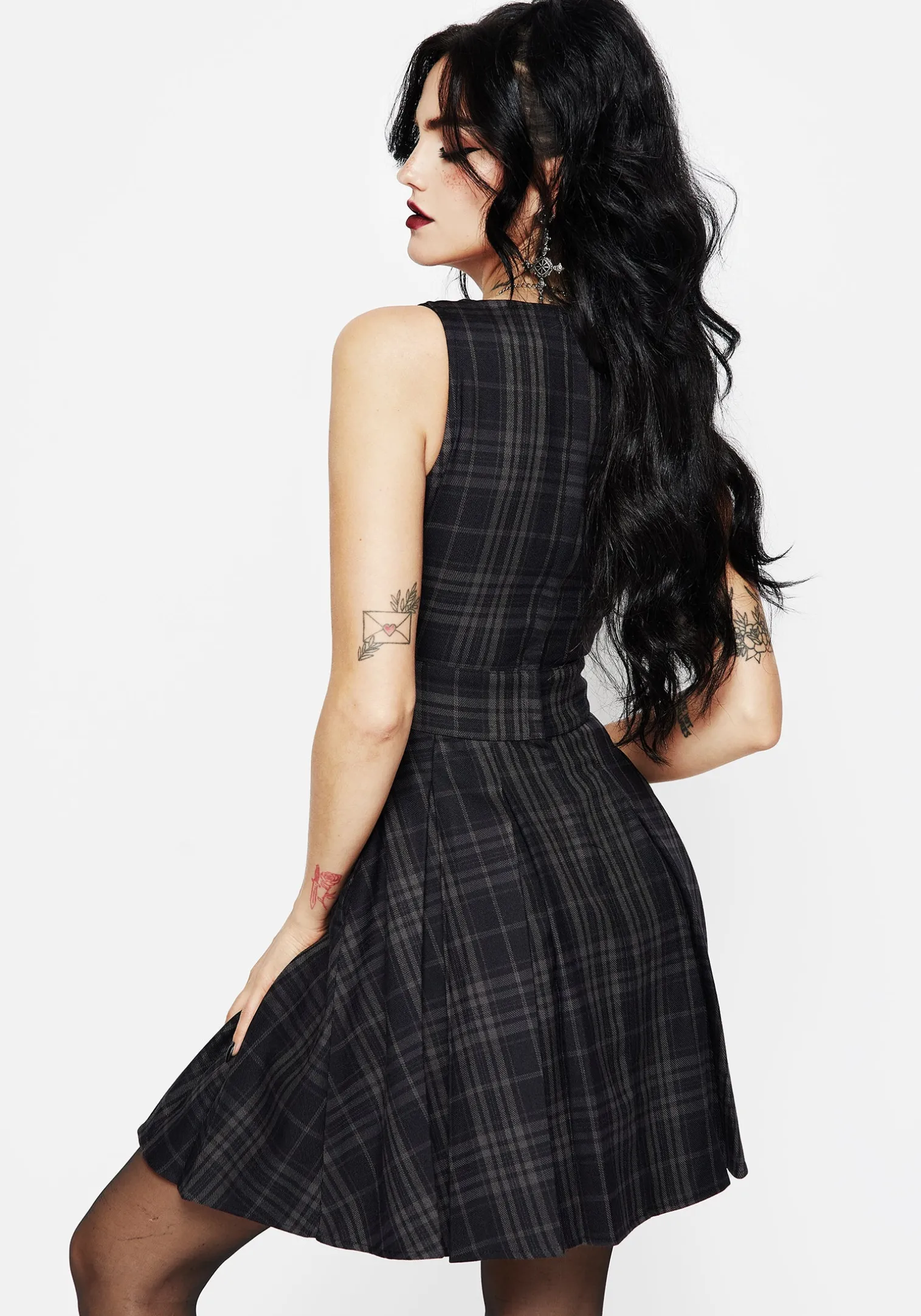 Reckless Check Mini Pinafore Dress