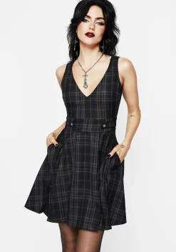 Reckless Check Mini Pinafore Dress