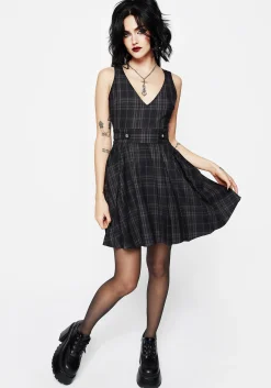 Reckless Check Mini Pinafore Dress