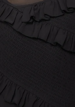 Reflections Black Frill Detail Sleeveless Maxi Dress