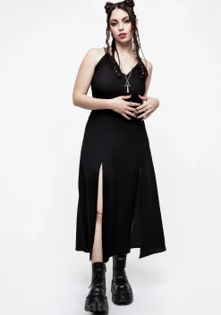 Requiem Crinkle Cami Double Split Midaxi Dress