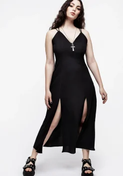 Requiem Crinkle Cami Double Split Midaxi Dress