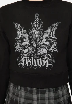 Requiem Graphic Print Crew Neck Crop Sweatshirt