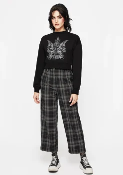 Requiem Graphic Print Crew Neck Crop Sweatshirt