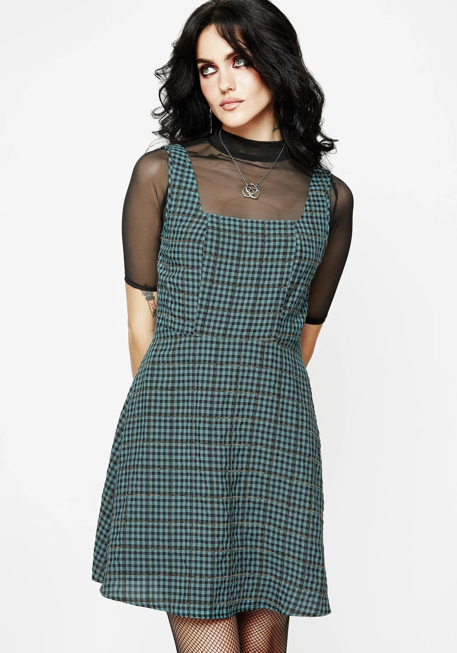 Restless Check Mini Apron Dress
