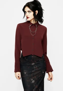 Resurrection Cross Chain Collared Crop Shirt