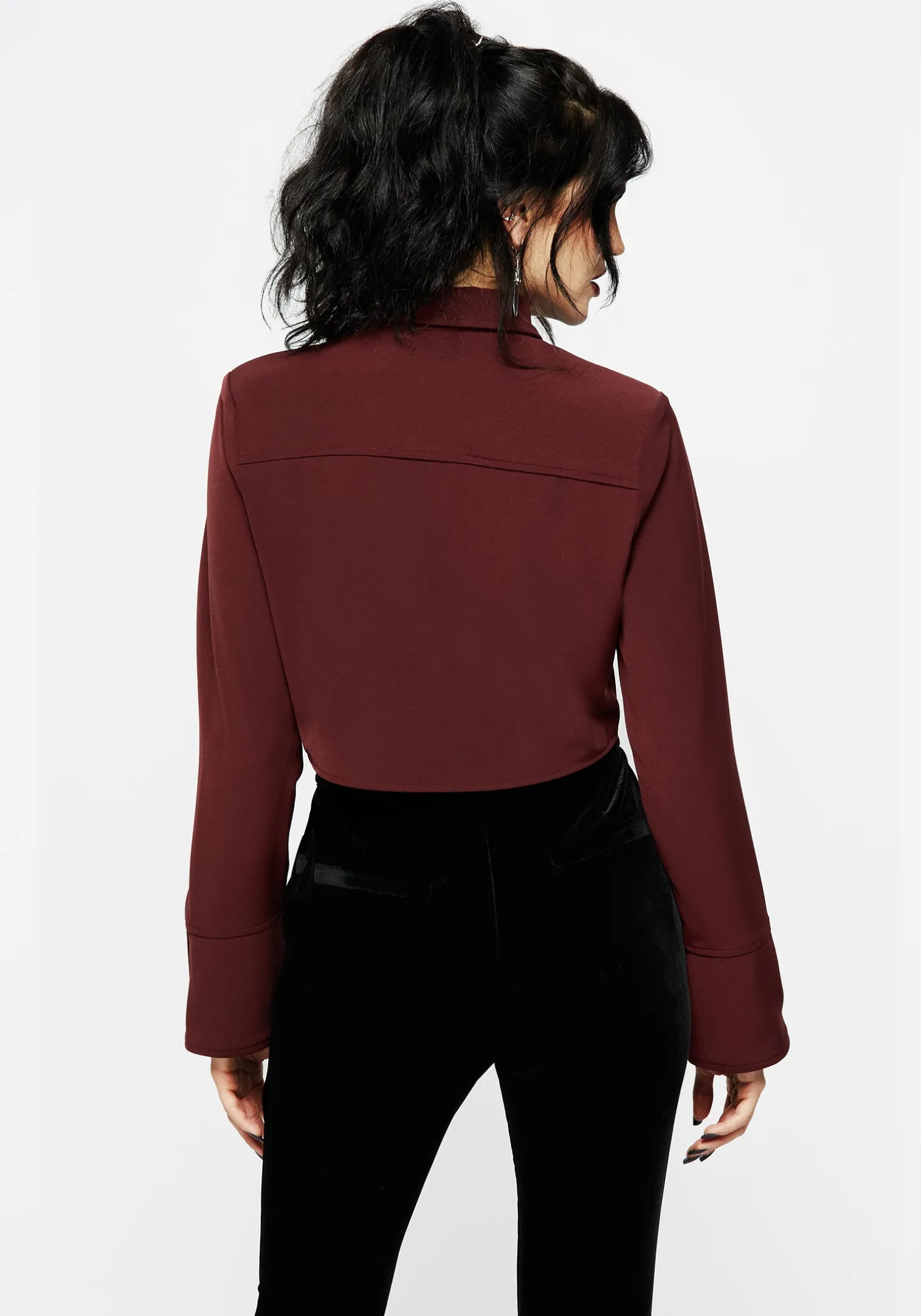 Resurrection Cross Chain Collared Crop Shirt