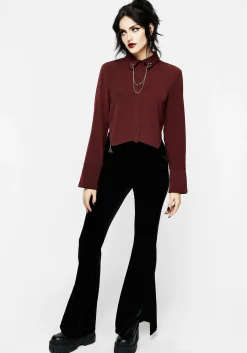 Resurrection Cross Chain Collared Crop Shirt