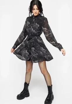 Revelation Chiffon Mini Shirt Dress